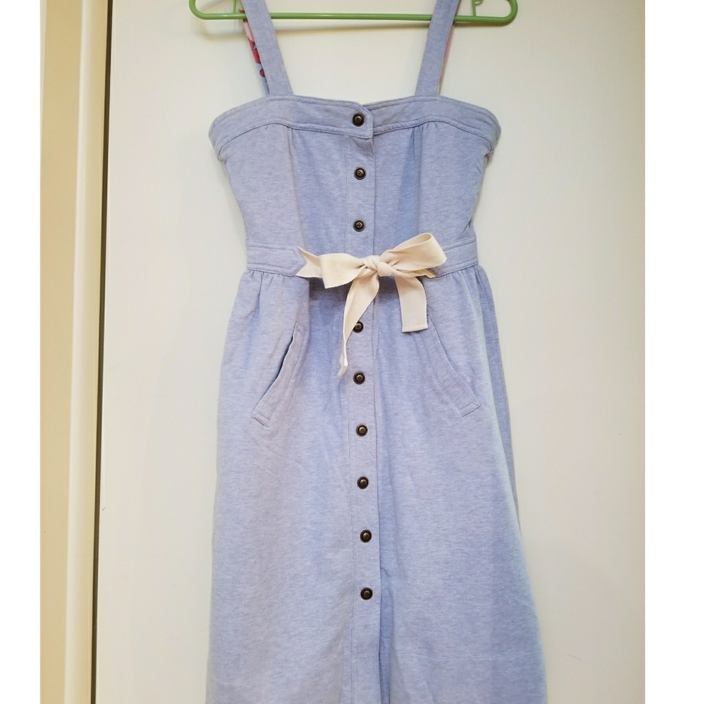 Anthropologie blue tie waist dress